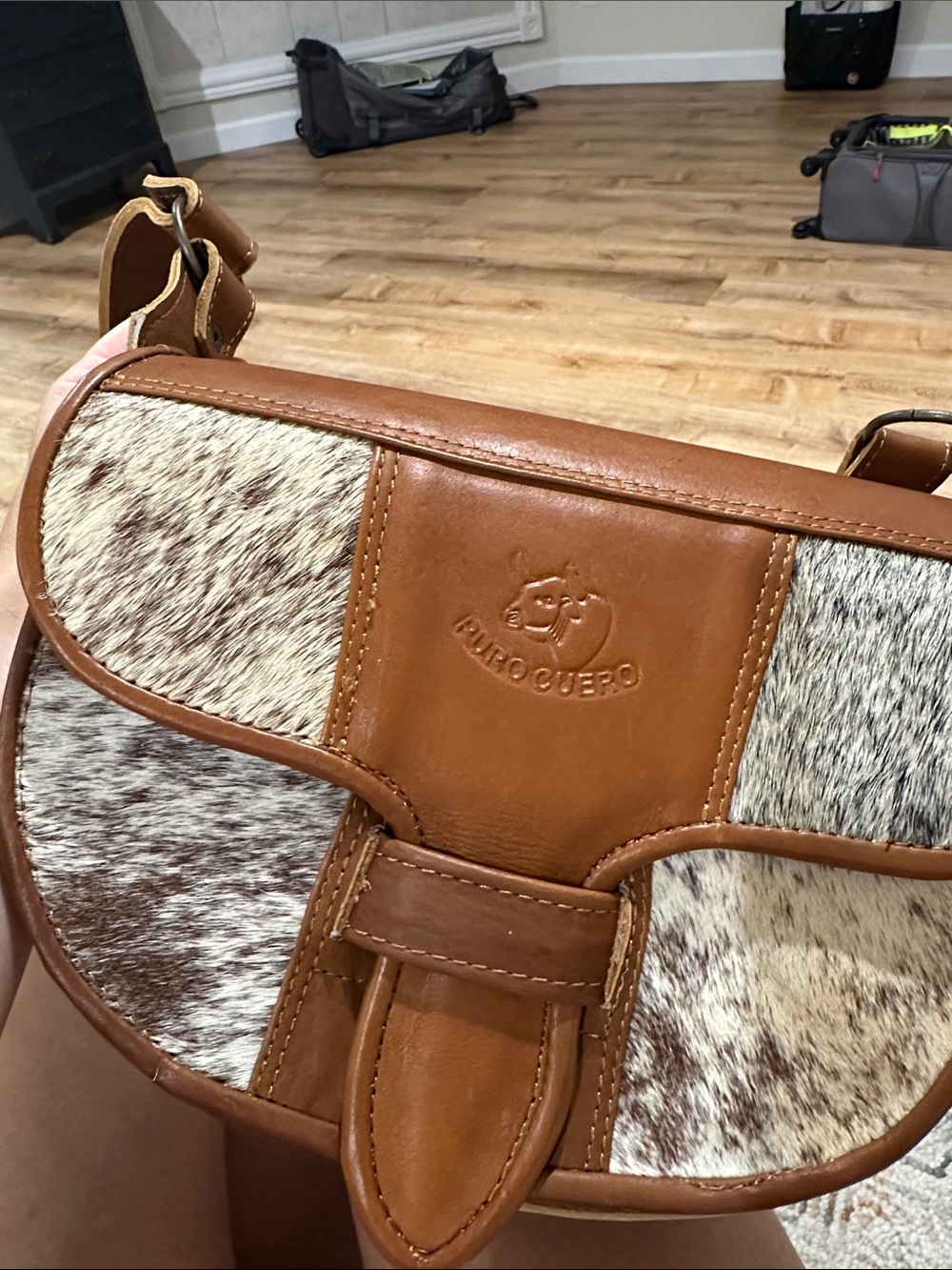 Colombian Brown Leather and Haircalf Saddle Messenger Bag